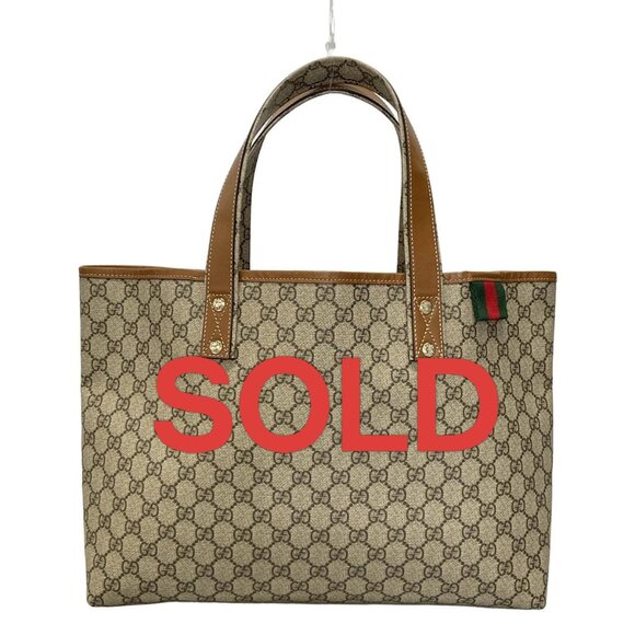 GUCCI GG Plus GG Supreme/Shelly (Web) Gray Beige Dark Brown PVC - 797-061725 - Picture 1 of 14
